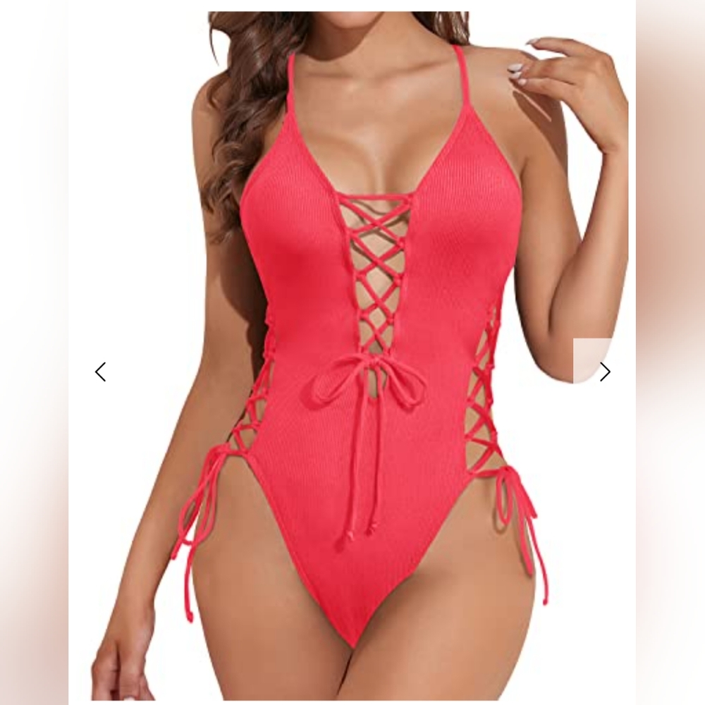 NWT HOLIPICK RED SEXY ONE PIECE SWIMSUIT